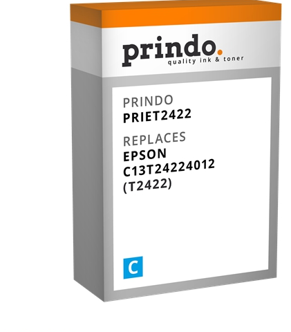 Prindo Cartucho de tinta cian PRIET2422 Compatible con Epson T2422 (C13T24224012)