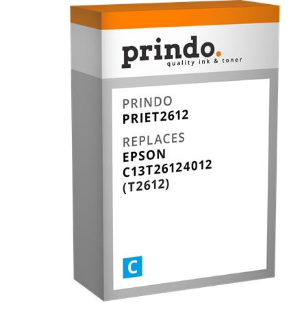 Prindo Cartucho de tinta cian PRIET2612 Compatible con Epson T2612 (C13T26124012)