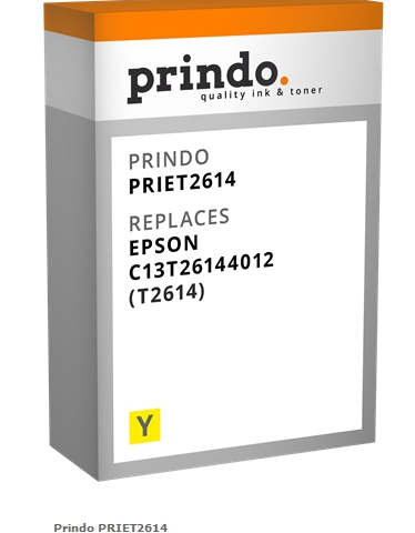 Prindo Cartucho de tinta amarillo PRIET2614 Compatible con Epson T2614 (C13T26144012)