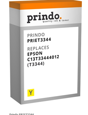 Prindo Cartucho de tinta amarillo PRIET3344 Compatible con Epson T3344 (C13T33444012)