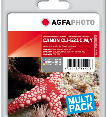 Agfa Photo Multipack APCCLI521TRID Compatible CLI-521C CLI-521M CLI-521Y 2934B010