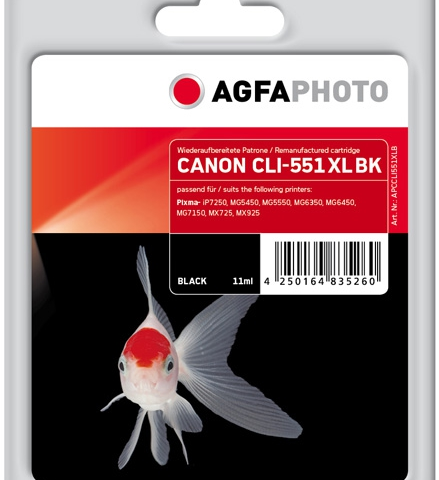 Agfa Photo Cartucho de tinta negro APCCLI551XLB Compatible canon CLI-551bk XL