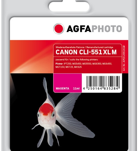 Agfa Photo Cartucho de tinta magenta APCCLI551XLM Compatible CLI-551m XL 6445B001