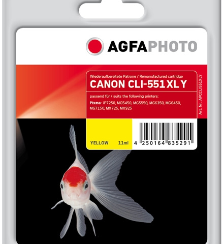 Agfa Photo Cartucho de tinta amarillo APCCLI551XLY Compatible CLI-551y XL 6446B001