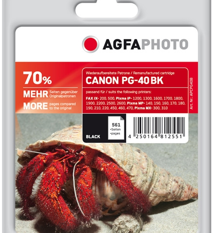 Agfa Photo Cartucho de tinta negro APCPG40B Compatible PG-40bk