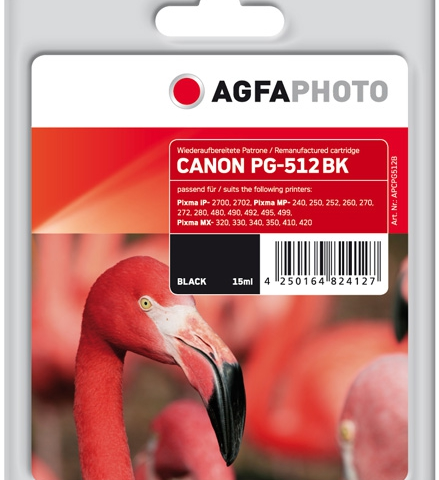 Agfa Photo Cartucho de tinta negro APCPG512B Compatible canon PG-512