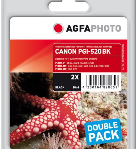 Agfa Photo Value Pack negro APCPGI520BDUOD Compatible canon 2x PGI-520BK