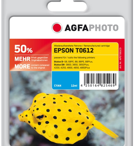 Agfa Photo Cartucho de tinta cían APET061CD Compatible epson T0612 C13T06124010