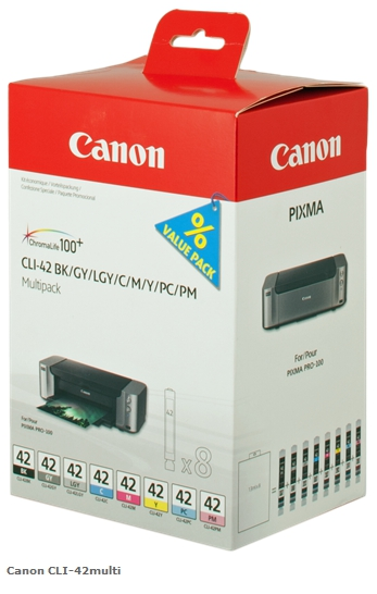 Canon Multipack color CLI-42multi 6384B010 8 cartuchos de tinta CLI-42: BK +C +M +Y +GY +PC +PM +LGY