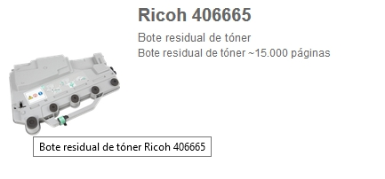 Ricoh Bote residual de tóner 406665