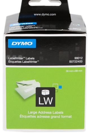 DYMO Etiquetas S0722400 99012 etiquetas para direcciónes, 89x36mm, blanco, 2x260 unidades