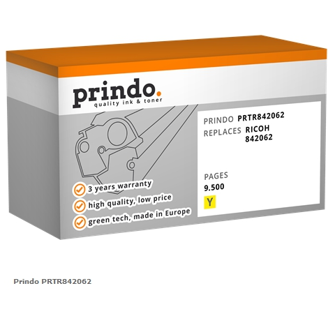 Prindo Tóner amarillo PRTR842062 Compatible con Ricoh 842062 (841507)