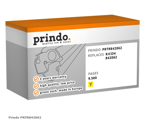 Prindo Tóner amarillo PRTR842062 Compatible con Ricoh 842062 (841507)