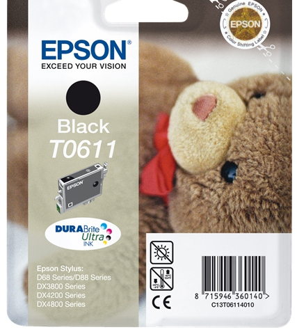 Epson Cartucho de tinta negro C13T06114010 T0611 250 Páginas. 8ml