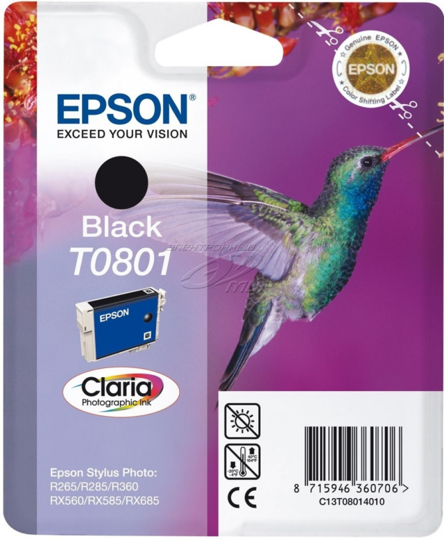 Epson Cartucho de tinta negro C13T08014011 T0801 330 Páginas. 7.4ml