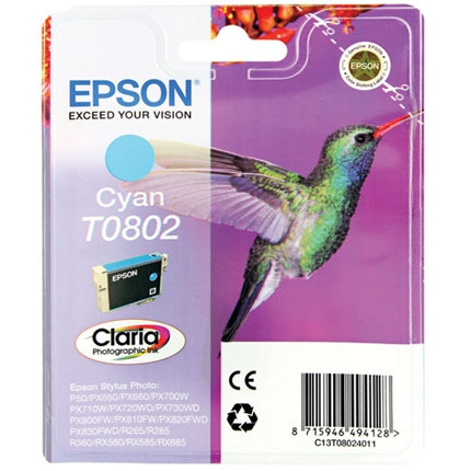 Epson Cartucho de tinta cían C13T08024011 T0802 935 Páginas. 7.4ml