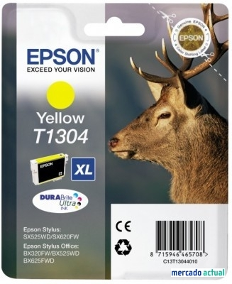Epson Cartucho de tinta amarillo C13T13044010 T1304 755 Páginas. 10.1ml