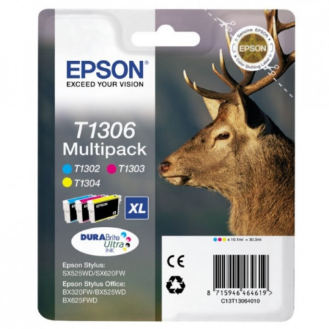 Epson Multipack c/m/y C13T13064010 T1306 3 cartuchos de tinta: T1302 + T1303 + T1304