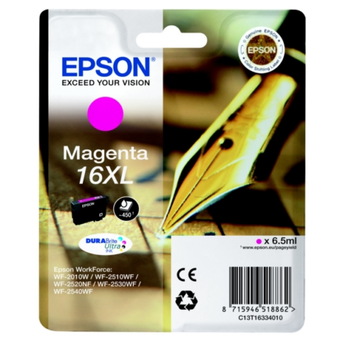 Epson Cartucho de tinta magenta C13T16334010 T1633 450 Páginas. 6.5ml Cartucho XL