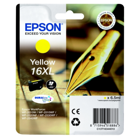 Epson Cartucho de tinta amarillo C13T16344010 T1634 450 Páginas. 6.5ml Cartucho XL