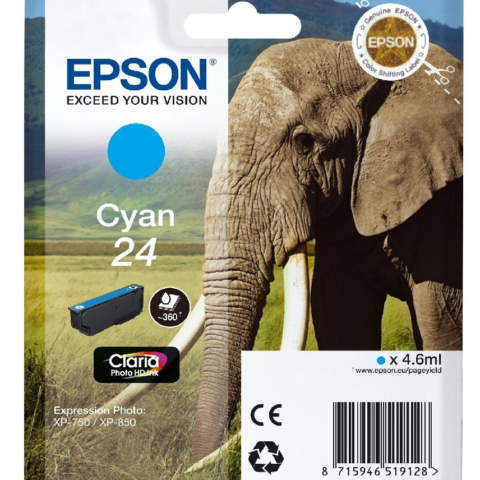 Epson Cartucho de tinta cían C13T24224010 T2422 360 Páginas. 4.6ml