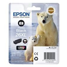 Epson Cartucho de tinta negro (foto) C13T26314010 T2631 400 Páginas. 8.7ml XL Cartucho, negro foto