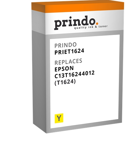 Prindo Cartucho de tinta amarillo PRIET1624 Compatible con Epson T1624 (C13T16244012)
