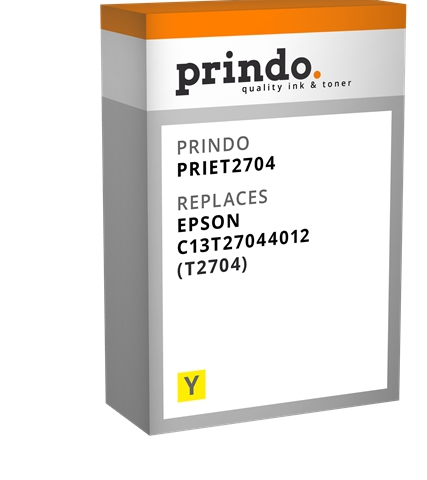 Prindo Cartucho de tinta amarillo PRIET2704 Compatible con Epson T2704 (C13T27044012)