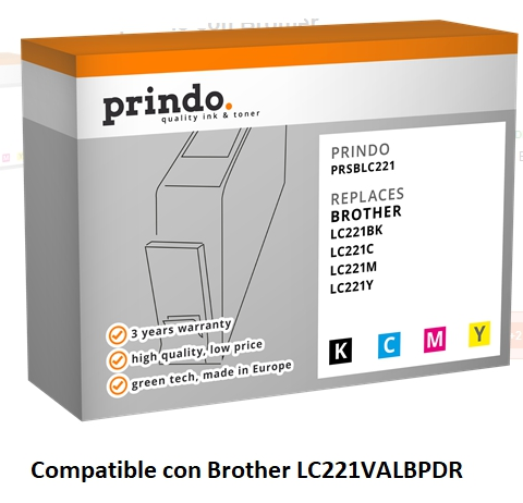 Prindo Multipack PRSBLC221 Compatible con Brother LC221VALBPDR