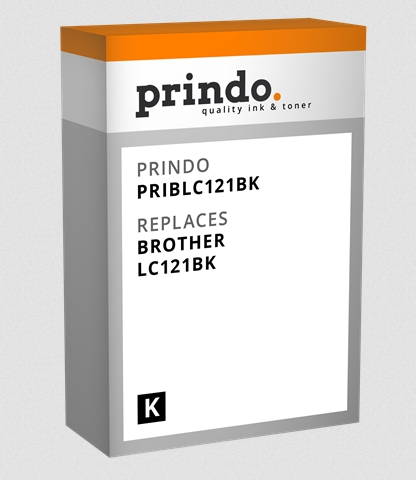Prindo Cartucho de tinta negro PRIBLC121BK Compatible con Brother LC-121