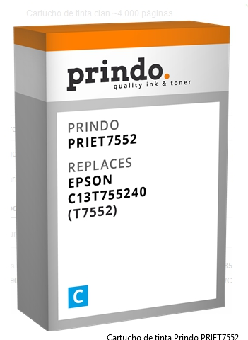 Prindo Cartucho de tinta cian PRIET7552 Compatible con Epson T7552