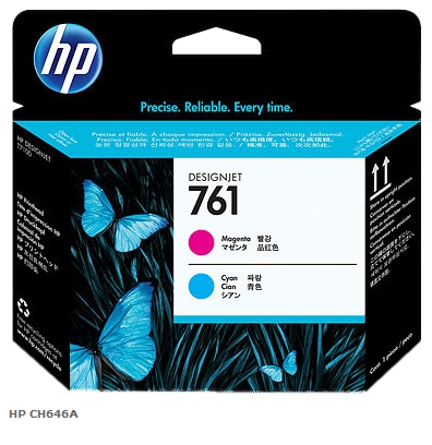 HP Cabezal de impresión cían y magenta CH646A 761