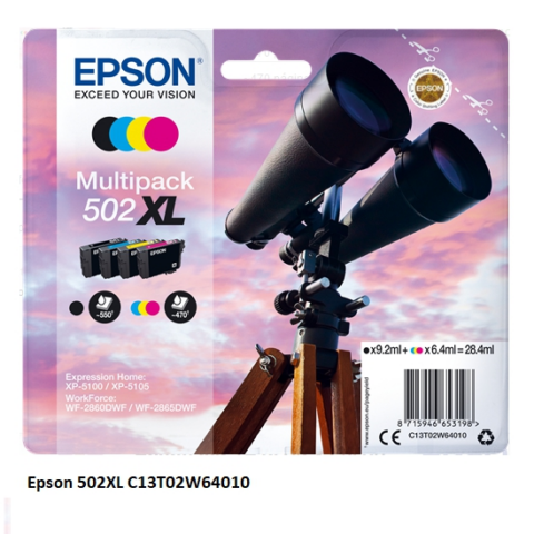 Epson Multipack negro, cian, magenta, amarillo C13T02W64010 502XL