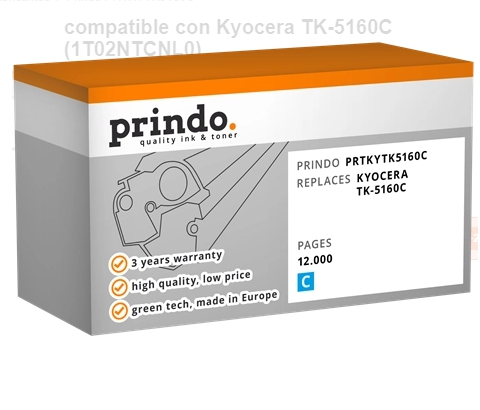 Prindo Tóner cian PRTKYTK5160C Compatible con Kyocera TK-5160C
