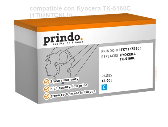 Prindo Tóner cian PRTKYTK5160C Compatible con Kyocera TK-5160C