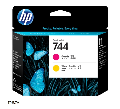 HP Cabezal de impresión magenta amarillo F9J87A 744