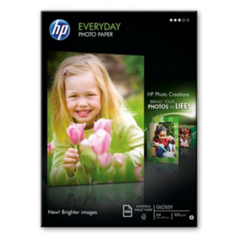 HP Papel Q2510A Papel Foto, DIN A4, 200 g/m , 100 Hojas, illante