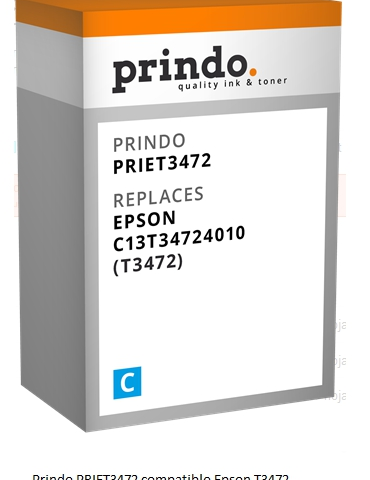 Prindo Cartucho de tinta cian PRIET3472 Compatible con Epson T3472