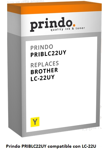 Prindo Cartucho de tinta amarillo PRIBLC22UY Compatible con Brother LC-22UY