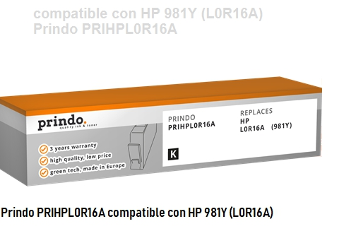 Prindo Cartucho de tinta negro PRIHPL0R16A Compatible con HP L0R16A 981Y