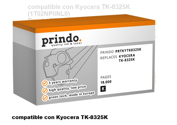 Prindo Tóner negro PRTKYTK8325K Alternativa para Kyocera TK-8325k