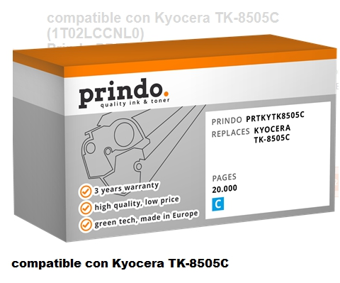 Prindo Tóner cían PRTKYTK8505C Alternativa para Kyocera TK-8505c