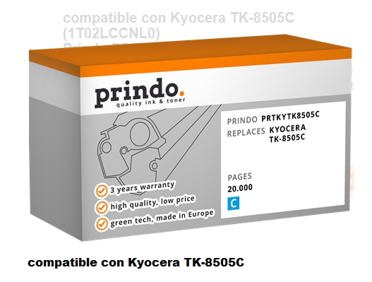 Prindo Tóner cían PRTKYTK8505C Alternativa para Kyocera TK-8505c