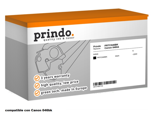 Prindo Tóner negro PRTC046BK Compatible con Canon 046bk