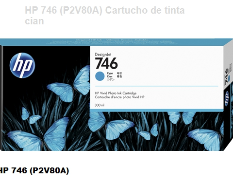 HP Cartucho de tinta cian P2V80A 746