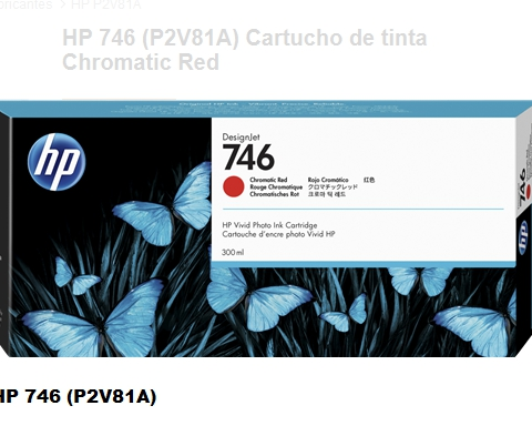 HP Cartucho de tinta Chromatic Red P2V81A 746