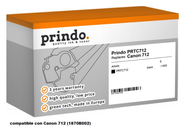 Prindo Tóner negro PRTC712 Compatible con Canon 712 1870B002