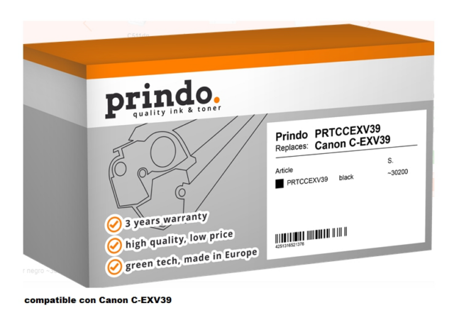Prindo Tóner negro PRTCCEXV39 Compatible con Canon C-EXV39