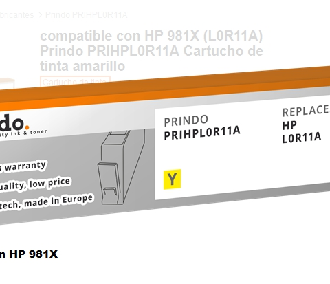 Prindo Cartucho de tinta amarillo PRIHPL0R11A Compatible HP L0R11A