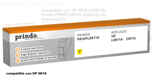 Prindo Cartucho de tinta amarillo PRIHPL0R11A Compatible HP L0R11A